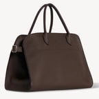 Belted 15 grained leather tote in mocha — texture detail