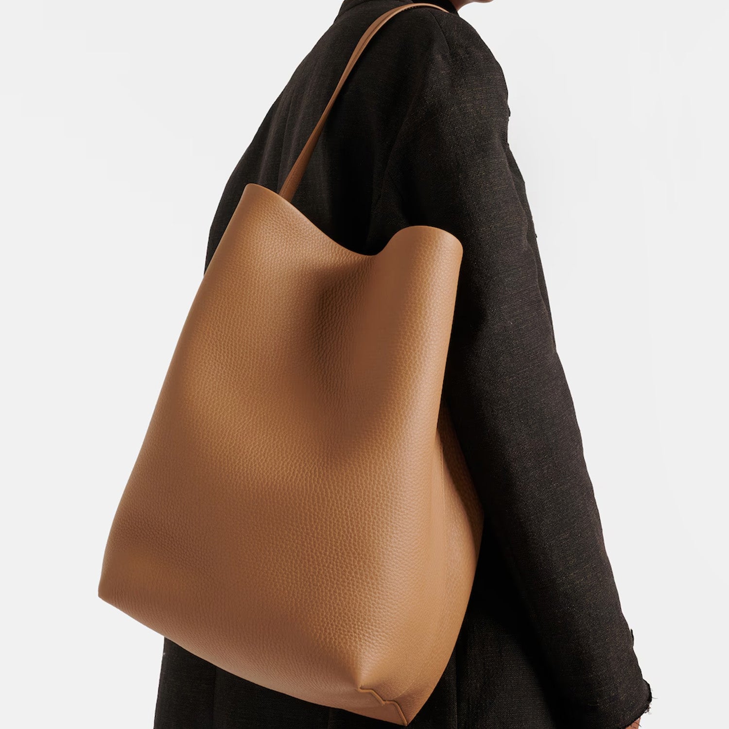 Vertical Soft Leather Tote (Large) | Genuine Leather Edition