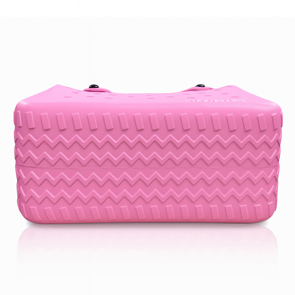 Extra large EVA tote bag in Pink Lemonade. Lightweight, waterproof, and sandproof. Ideal for the beach, grocery, travel, and daily use. Sturdy bottom