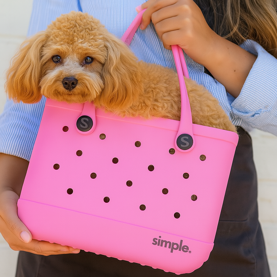 Pink bitty Rubber EVA Totes – Haut Pink Color, endless use, perfect bag for pet, grocery, picnic and etc