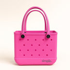 Eva Rubber Tote- Small in Haute Pink