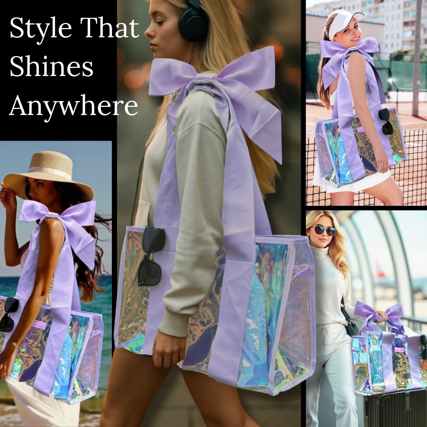 Bowme Prism Purple iridescent Waterproof sand-proof beach travel tote