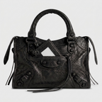 City style mini leather shoulder bag in black