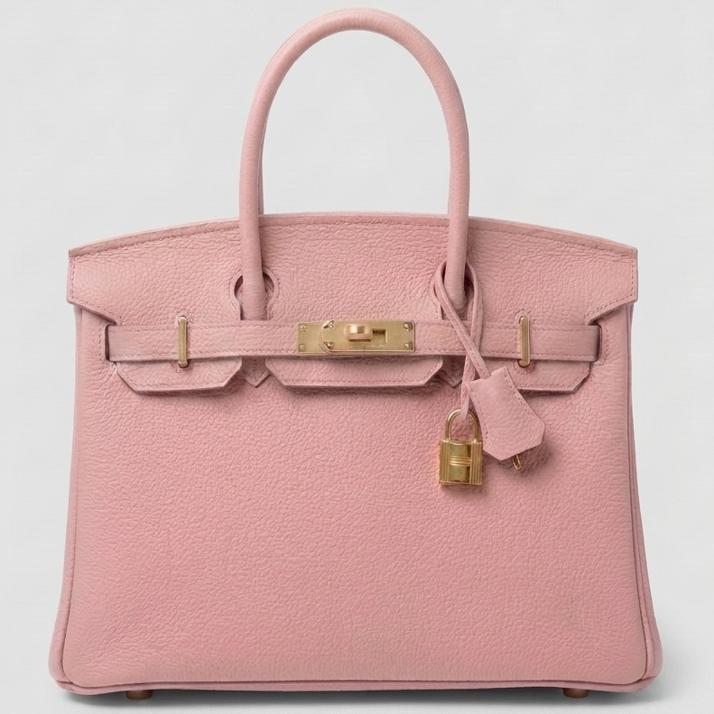 Classic 30 structured togo leather tote in baby pink — front view
