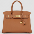 Classic 30 structured togo leather tote in brown with gold hardware