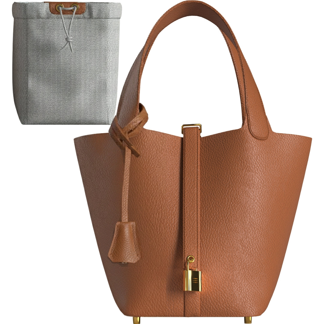Vegan Leather Bucket Bag with Drawstring Pouch | Classic 18
