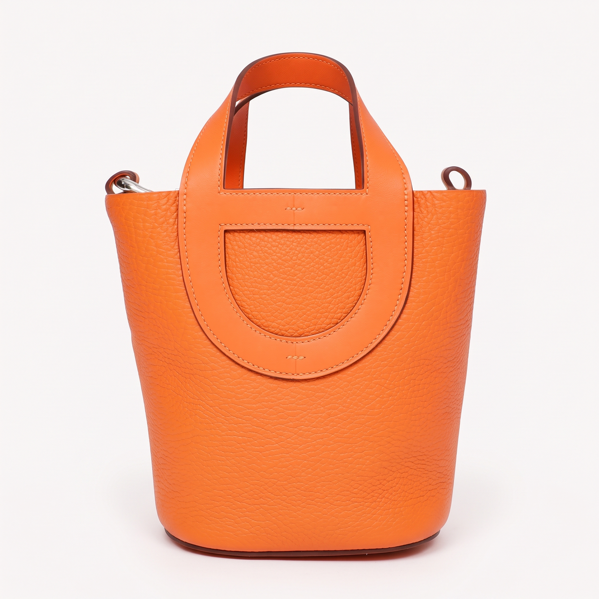 Compact Loop bucket bag in orange leather