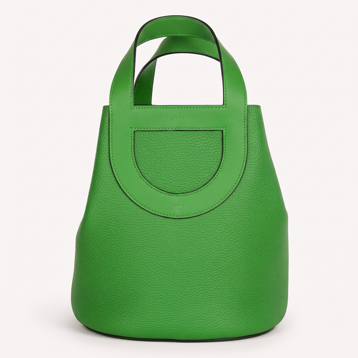 Compact Loop bucket bag in green leather