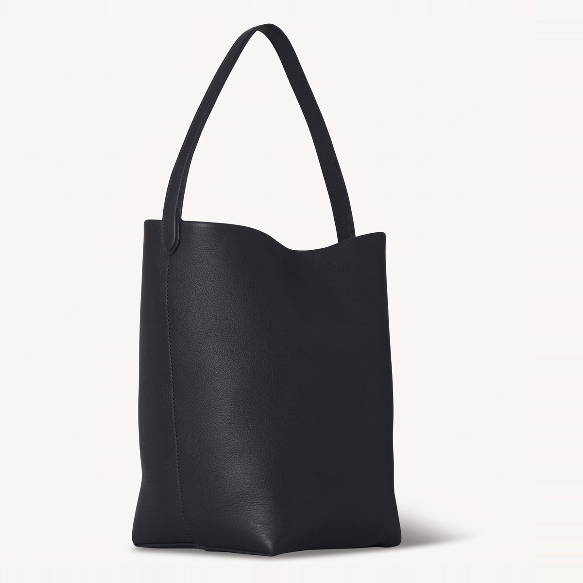 Black large slouchy tote bag with minimalist silhouette