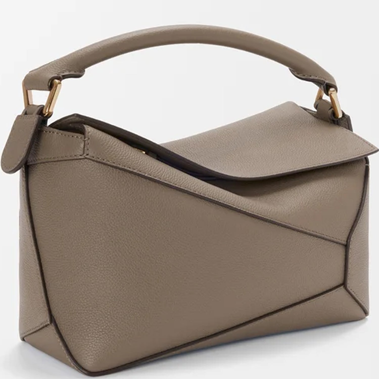 Compact Sculptural Beige Leather Puzzle Bag 