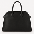 Belted 15 grained leather tote in black with silver hardware