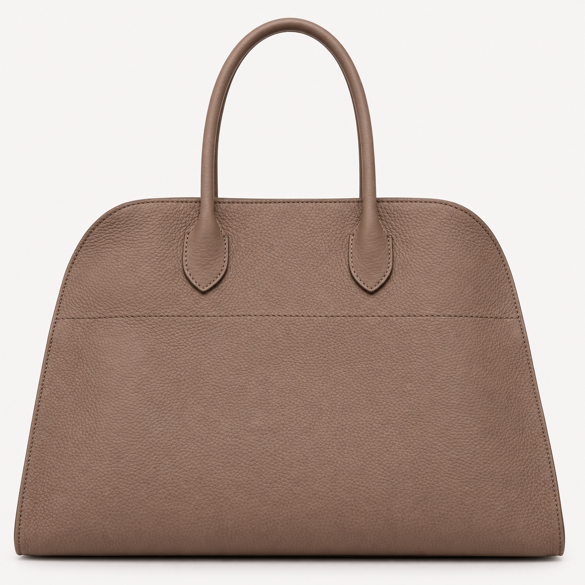 Belted 15 grained leather tote in dark taupe with silver hardware