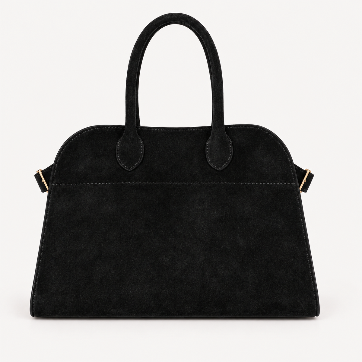 Belted 10 suede leather tote in black with belted side details