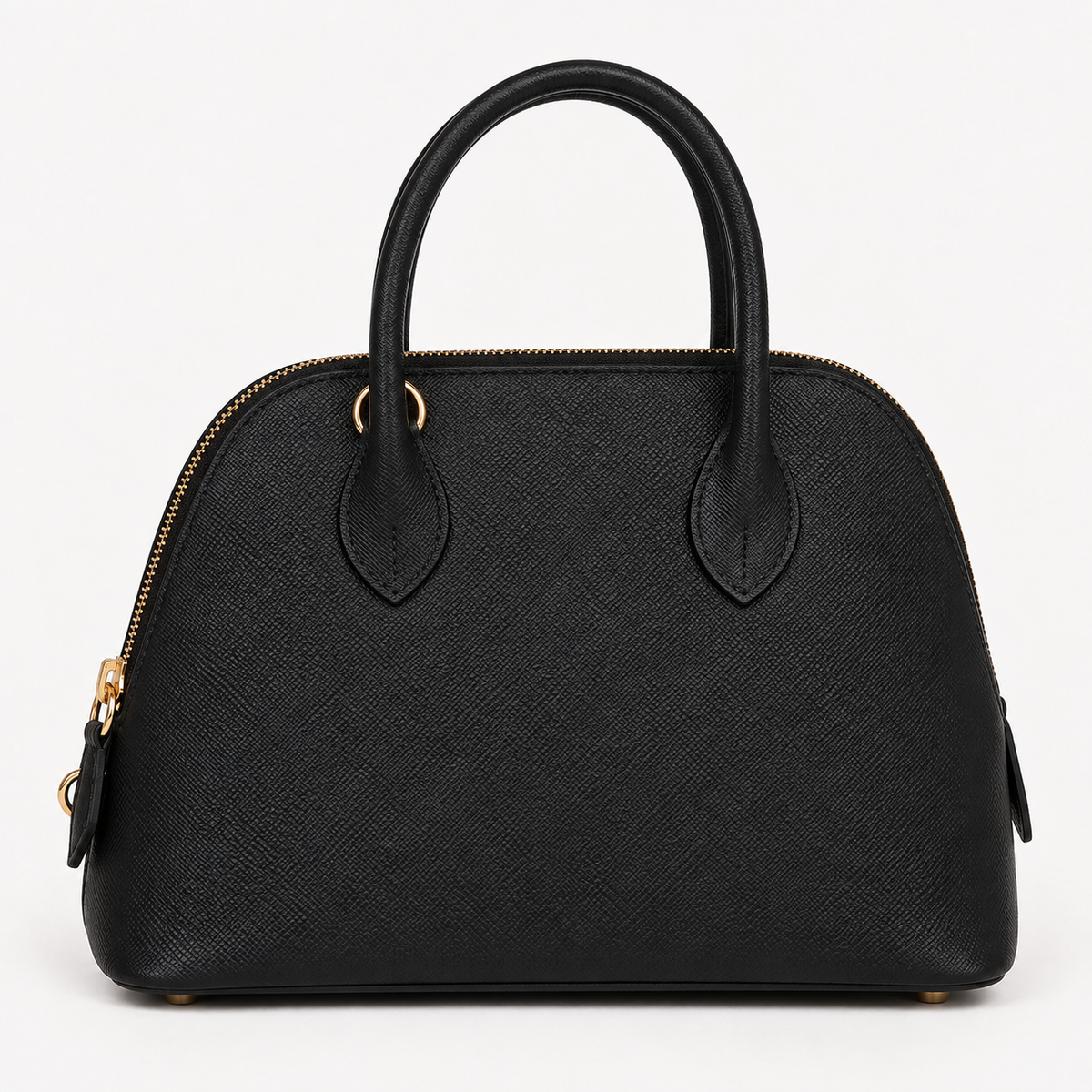 Black Minimalist Satchel Handbag with Crossbody Strap