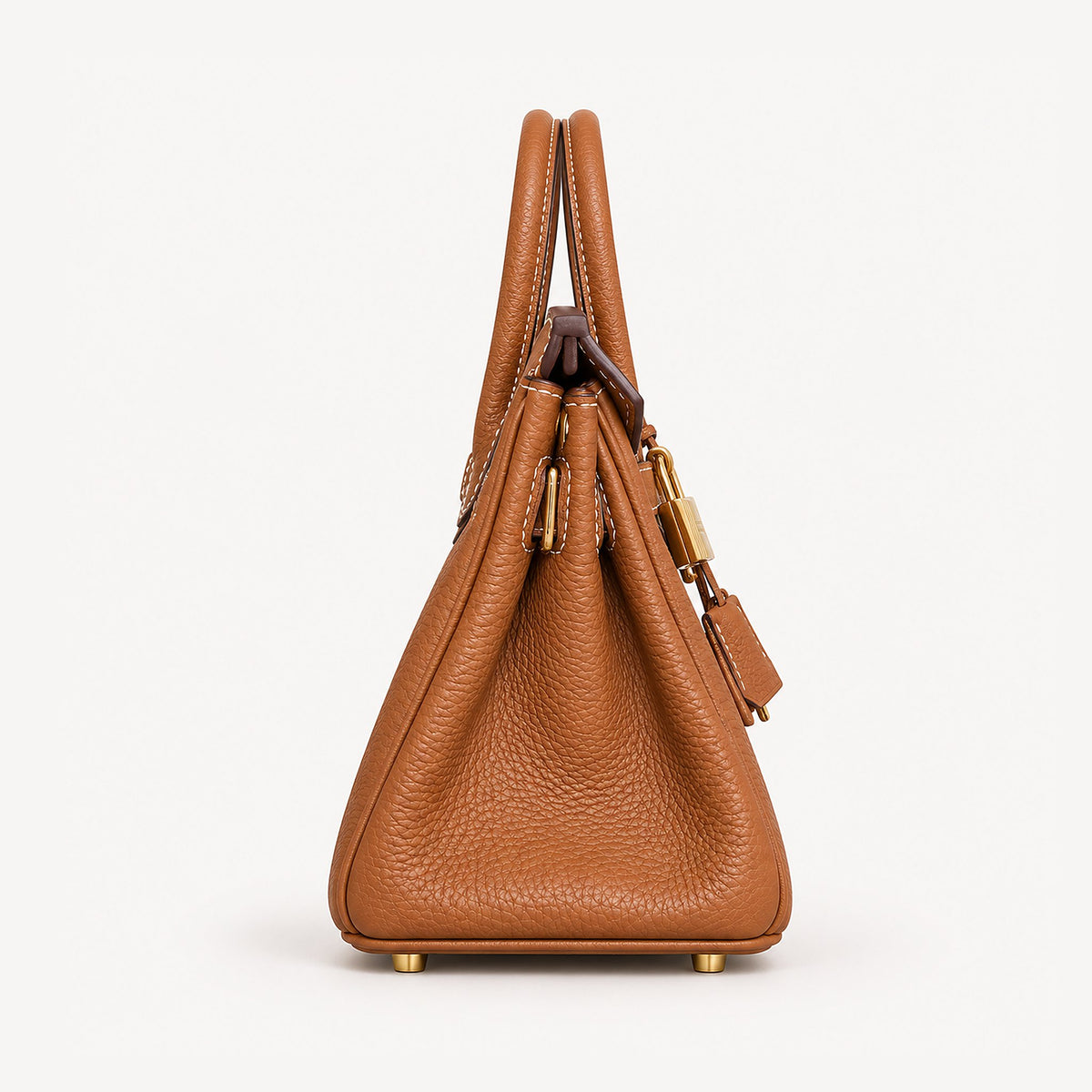 Classic Mini 20 togo leather tote in brown, side view