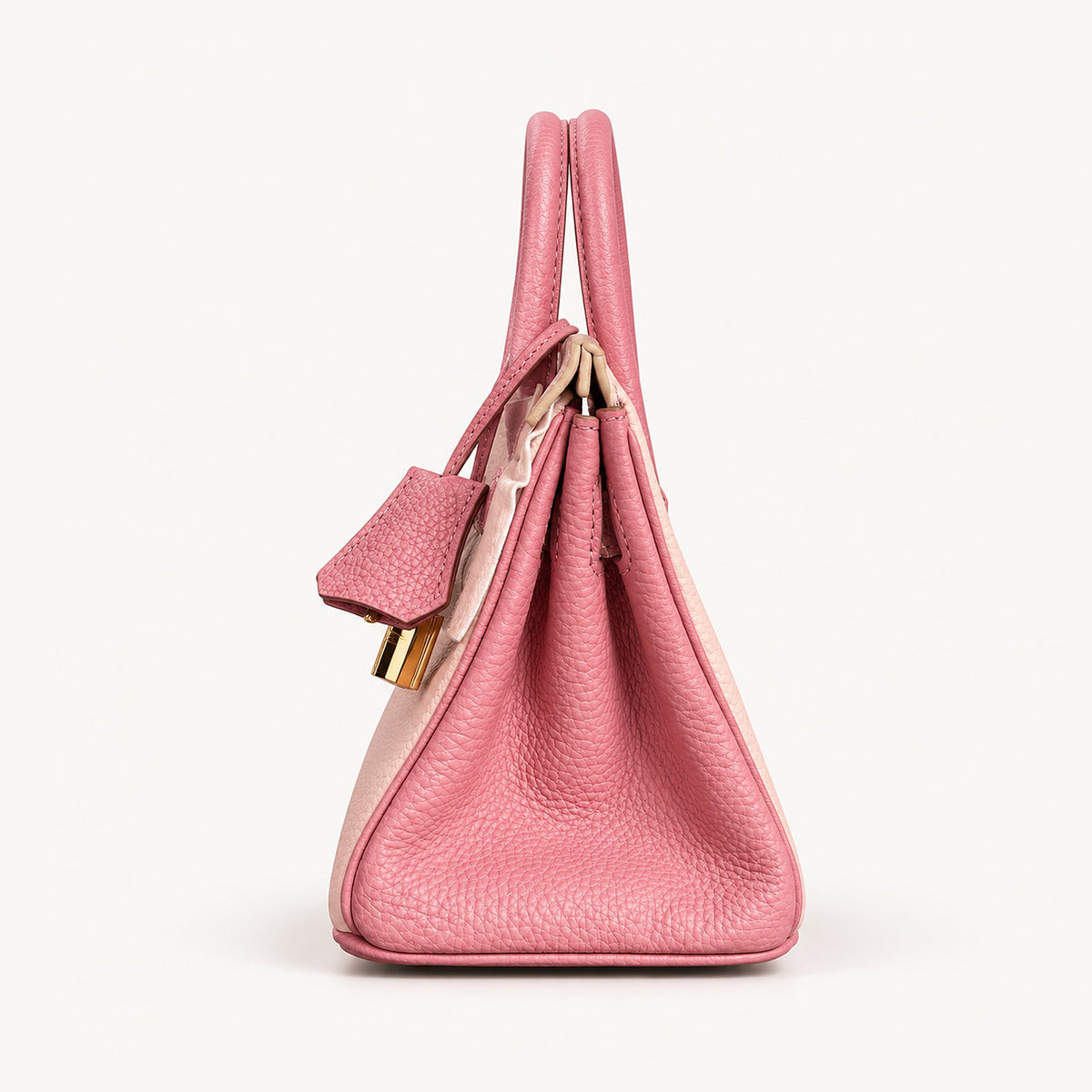 Classic Mini 20 togo leather tote in contrast pink, side view