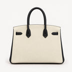 Classic 30 togo leather tote in contrast black and white, back view