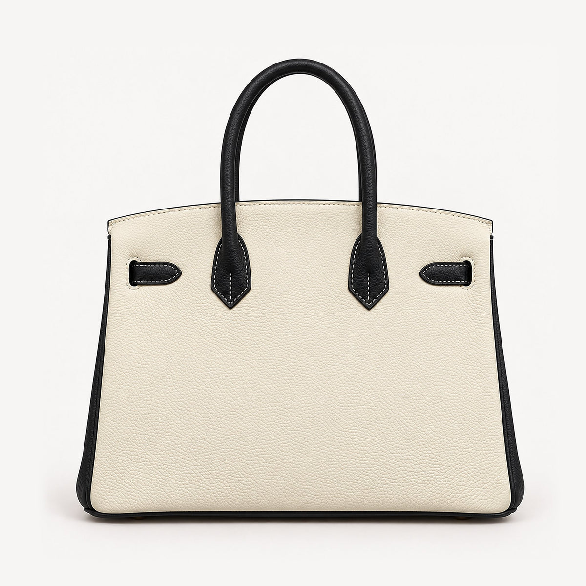 Classic 30 togo leather tote in contrast black and white, back view