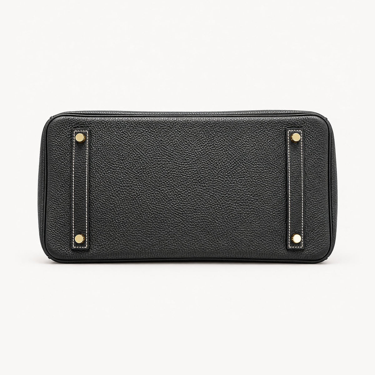 Classic 30 togo leather tote in contrast black and white, base view with four protective feet