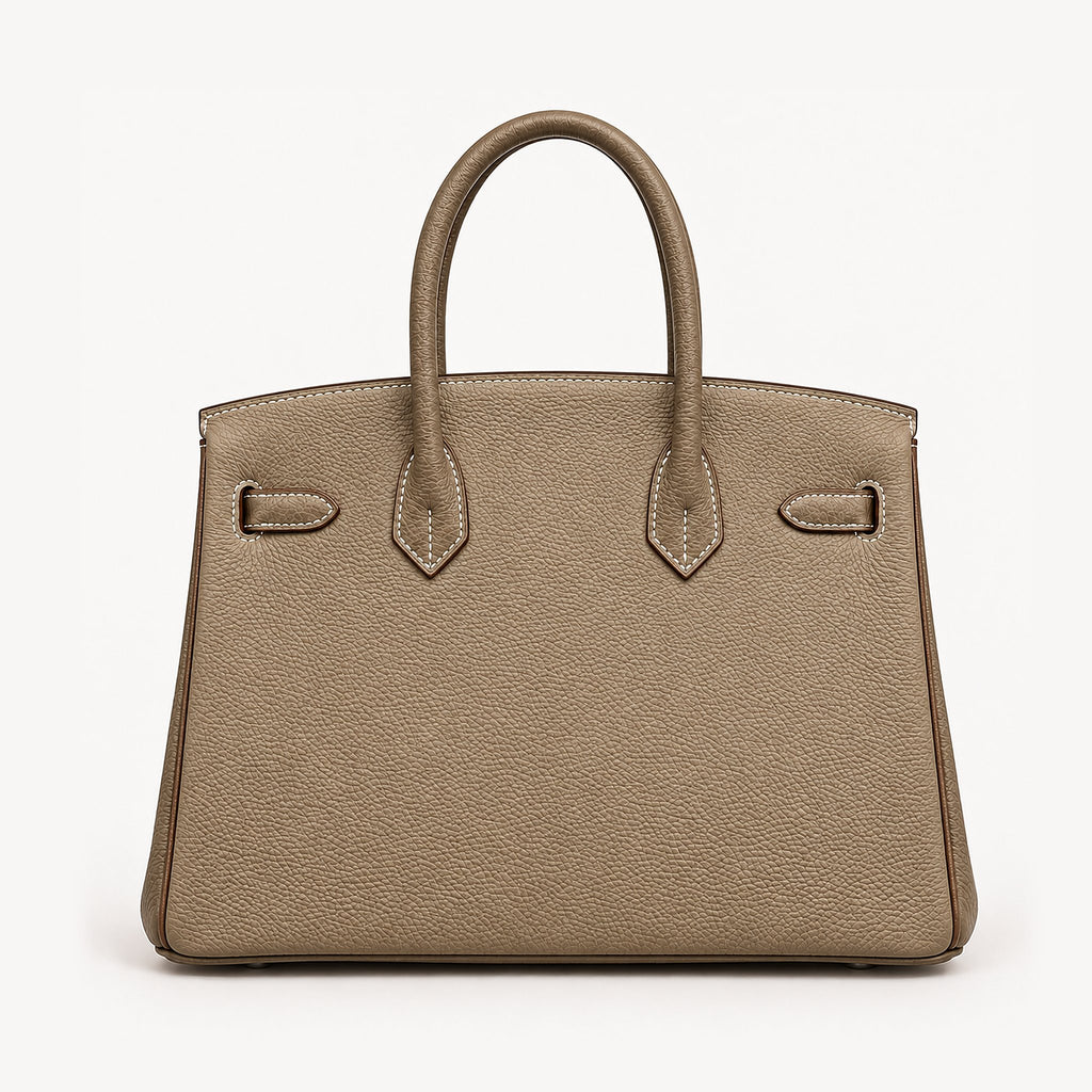 Classic 30 togo leather tote in dark khaki, back view