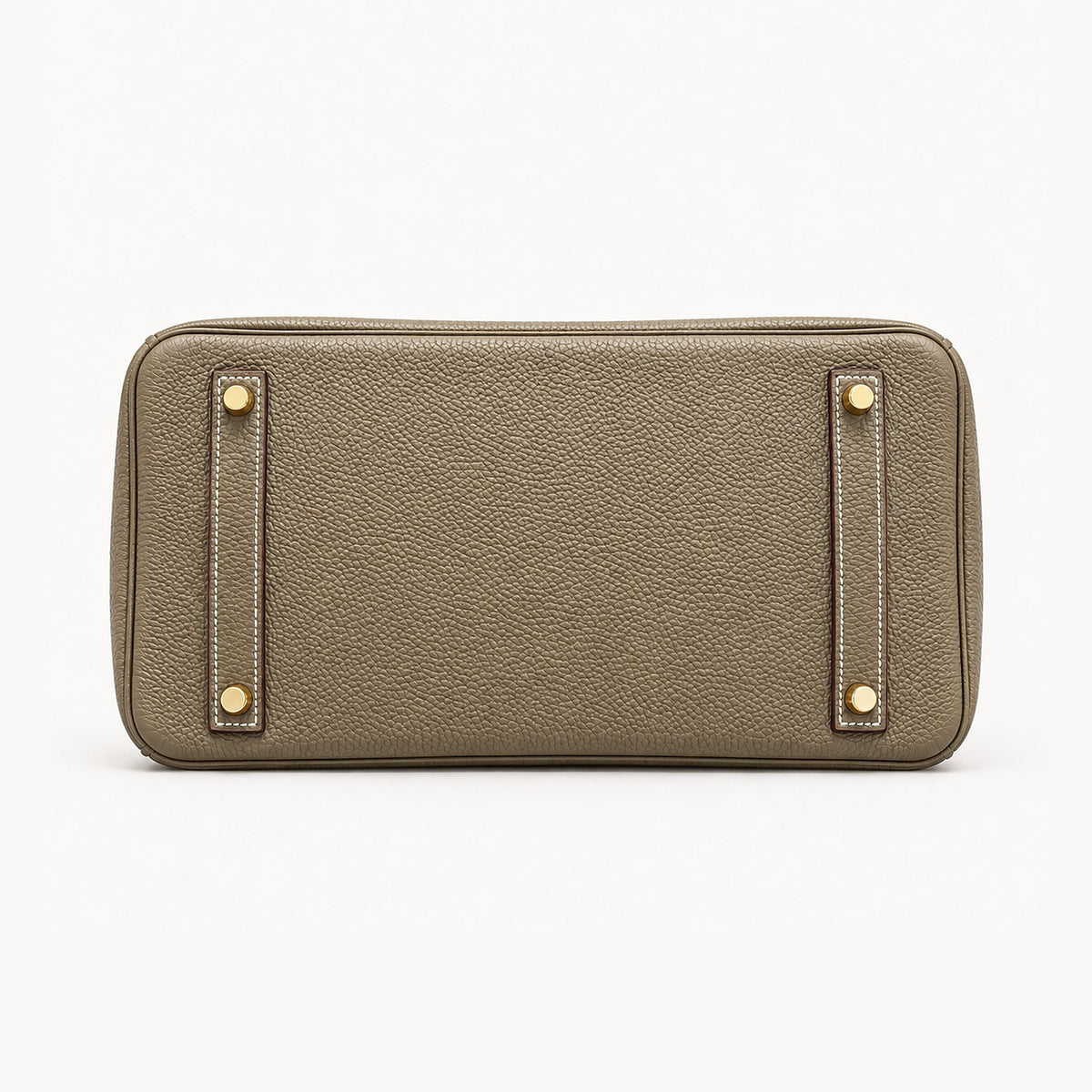 Classic 30 togo leather tote in dark khaki, base view with four protective feet
