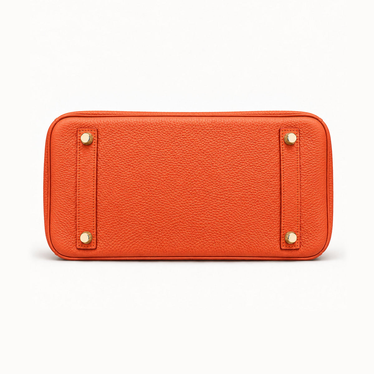 Classic 30 togo leather tote in orange, base view with four protective feet