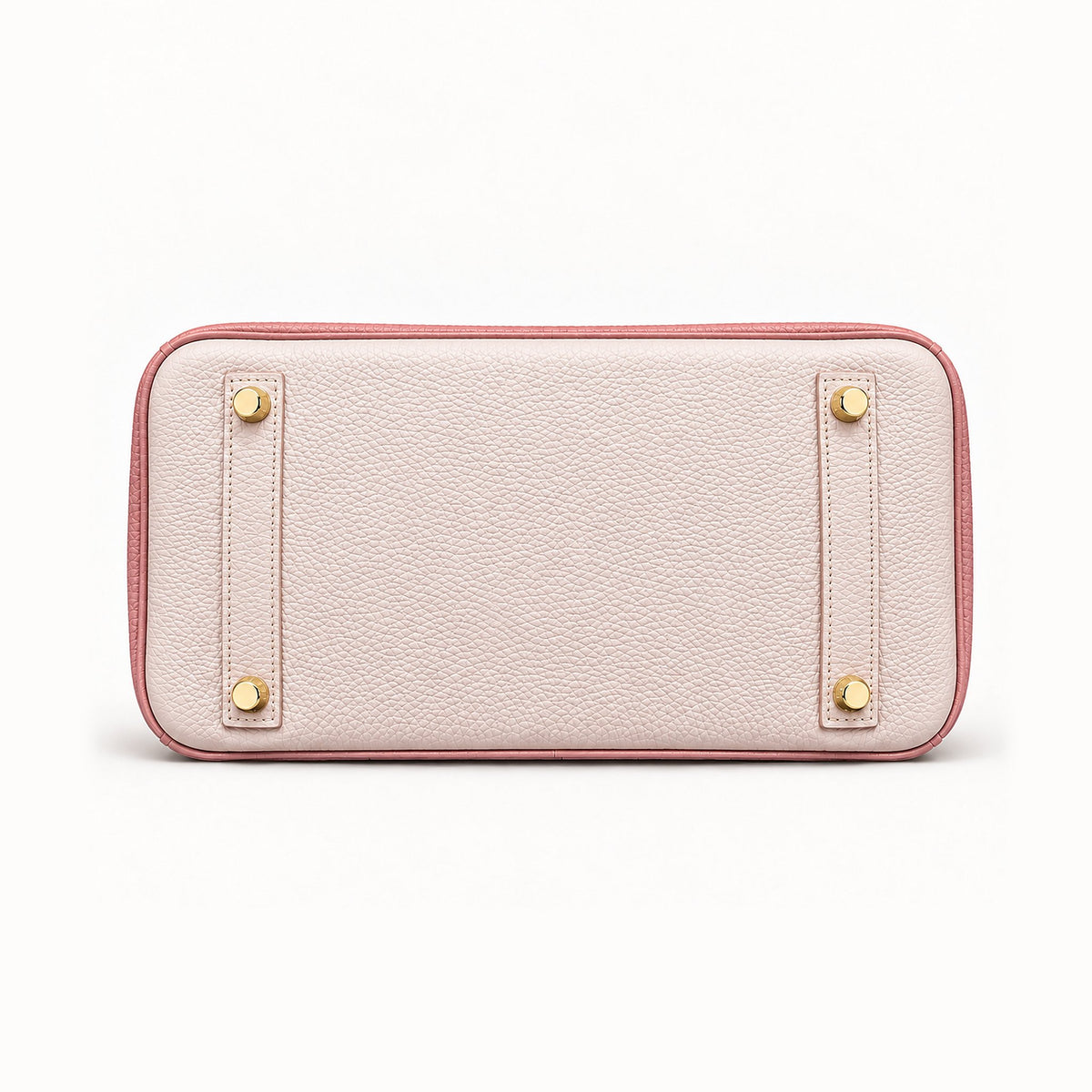 Classic 30 togo leather tote in contrast pink, base view with four protective feet