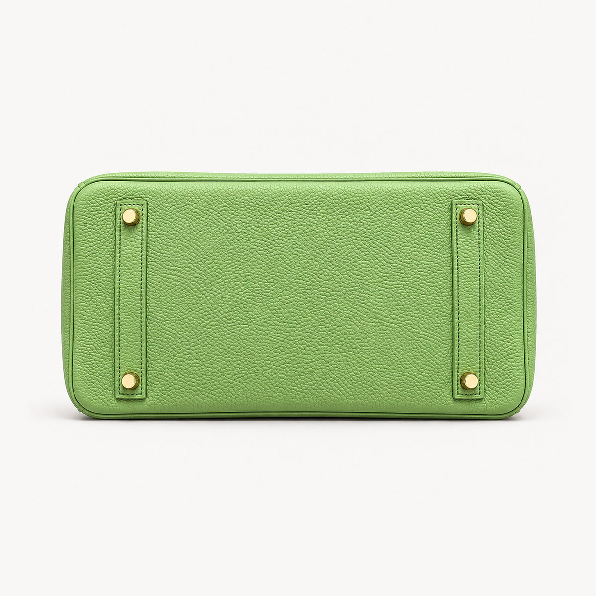 Classic 30 togo leather tote in pistachio, base view with four protective feet