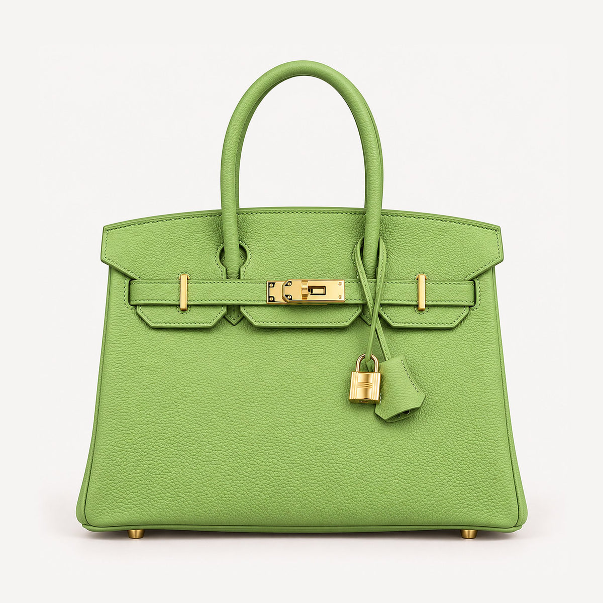 Classic 30 togo leather tote in pistachio with gold hardware, front view