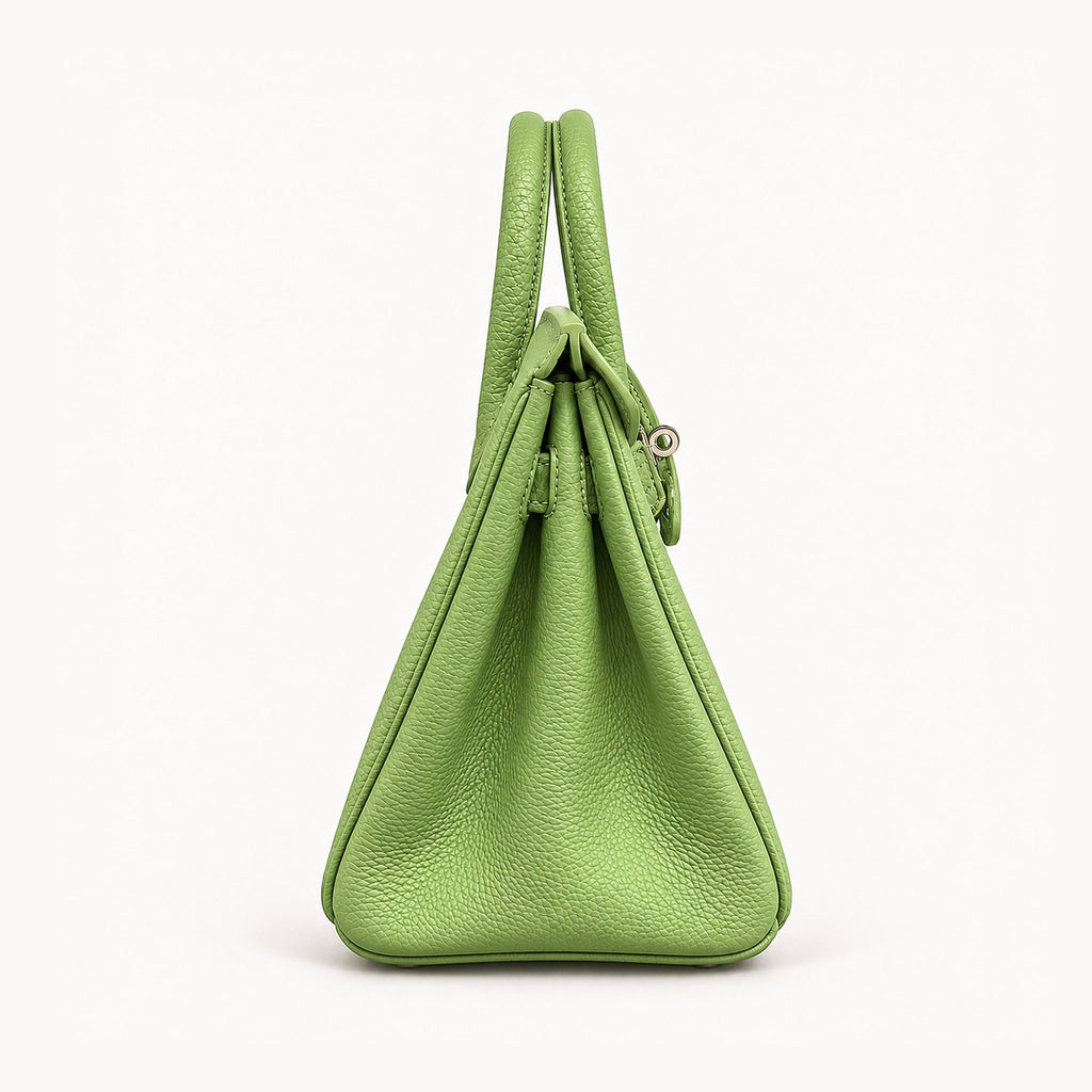 Classic 30 togo leather tote in pistachio, side view