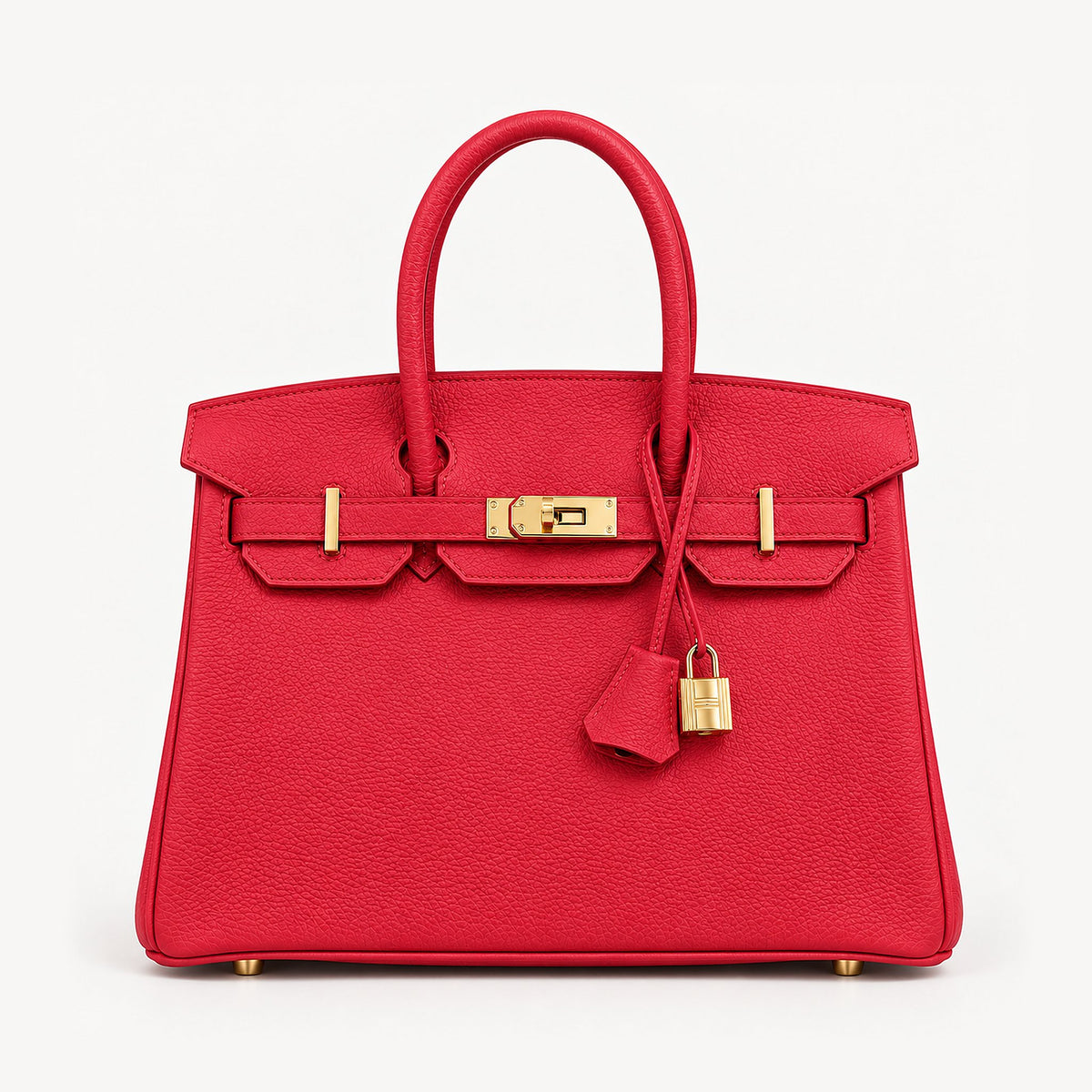 Classic 30 togo leather tote in red with gold hardware, front view