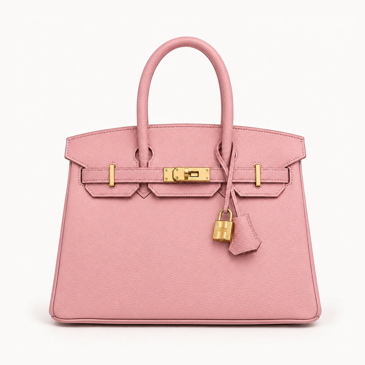 Classic 30 togo leather tote in rose sakura pink with gold hardware, front view