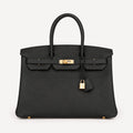 Classic 35 togo leather tote in black with gold hardware, front view