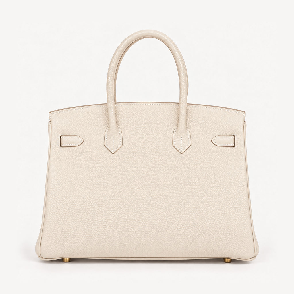 Classic 35 togo leather tote in white, back view