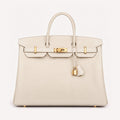 Classic 40 togo leather tote in white with gold hardware, front view