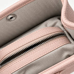 Weekday Tote Mini 23 cm open-top tote in baby pink, interior view with herringbone lining and zip pocket