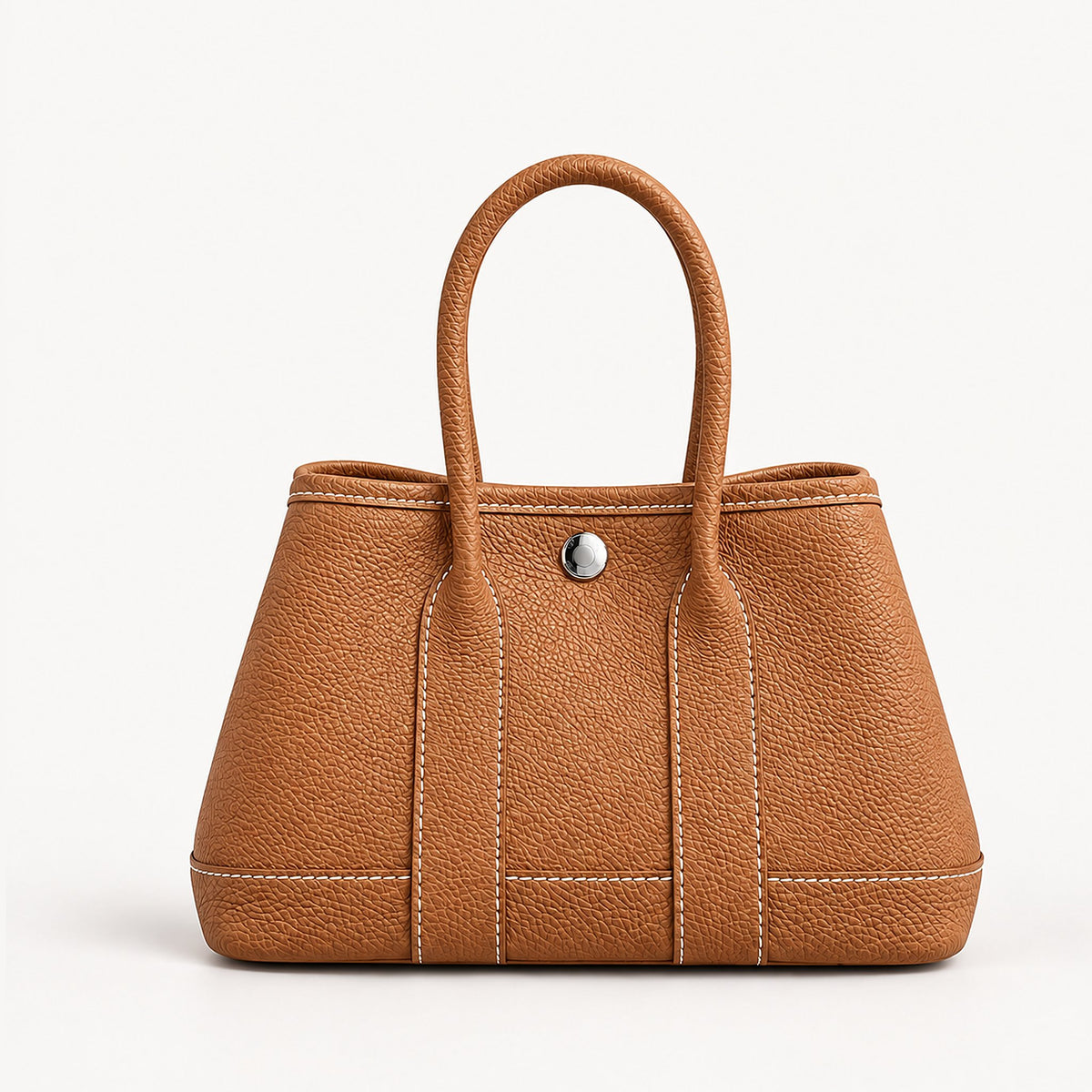 Weekday Tote Mini 23 cm open-top tote in brown with silver-tone snap, front view