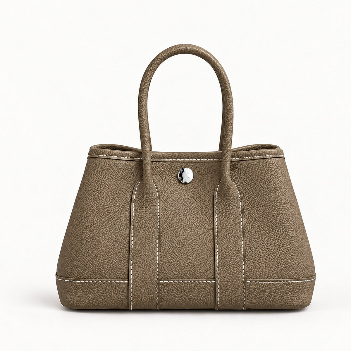 Weekday Tote Mini 23 cm open-top tote in khaki with silver-tone snap, front view