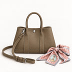 Weekday Tote Mini 23 cm open-top tote in khaki with a matching shoulder strap and twilly scarf