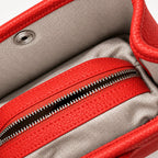 Weekday Tote Mini 23 cm open-top tote in red, interior view with herringbone lining and zip pocket