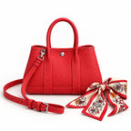 Weekday Tote Mini 23 cm open-top tote in red with a matching shoulder strap and twilly scarf