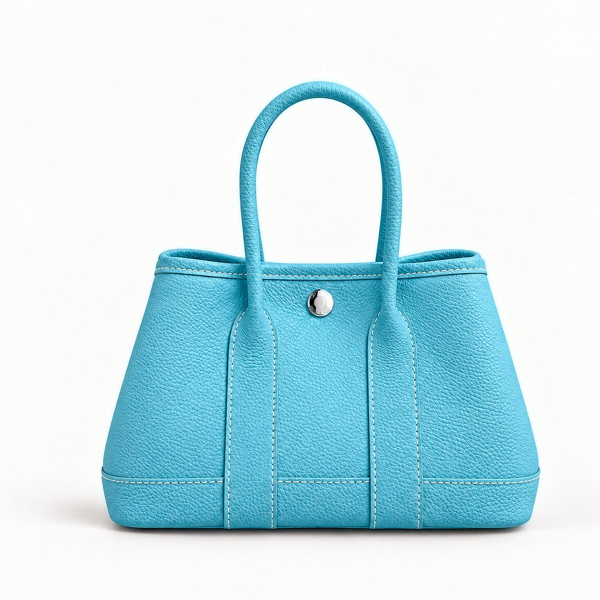 Weekday Tote Mini 23 cm open-top tote in sky blue with silver-tone snap, front view