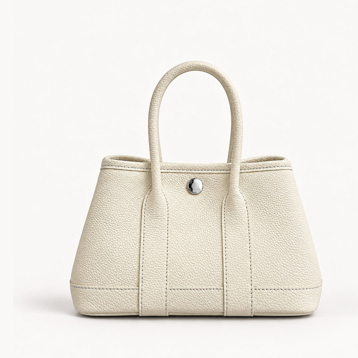 Weekday Tote Mini 23 cm open-top tote in white with silver-tone snap, front view