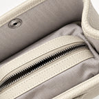 Weekday Tote Mini 23 cm open-top tote in white, interior view with herringbone lining and zip pocket