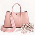 Weekday Tote Medium 30 cm open-top tote in baby pink with the included woven shoulder strap and twilly scarf