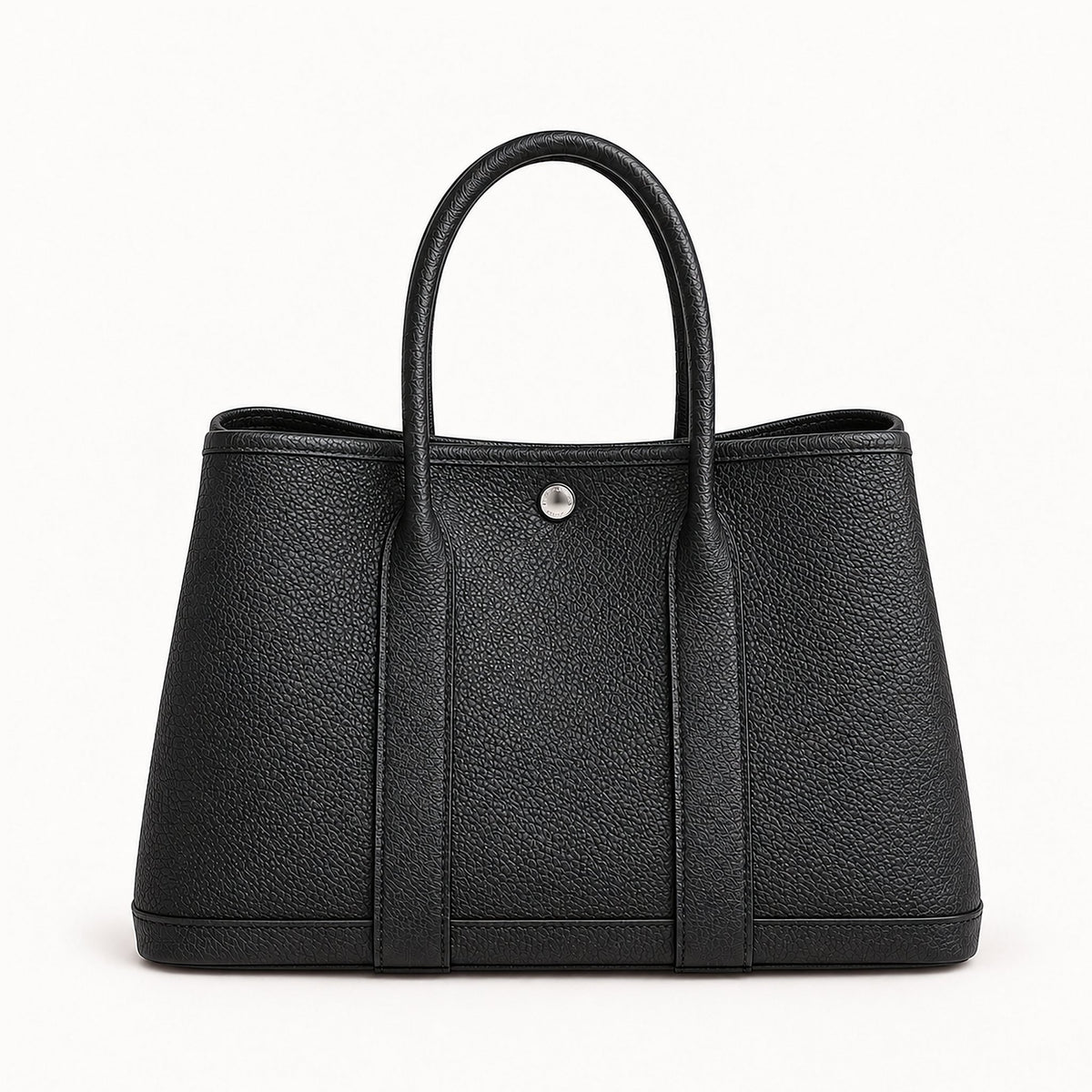 Weekday Tote Medium 30 cm open-top tote in black with silver-tone snap, front view