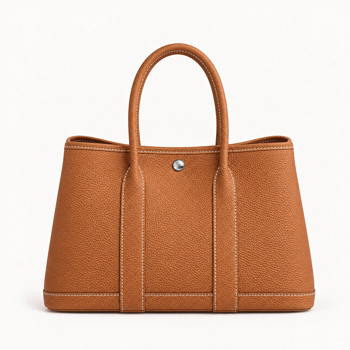 Weekday Tote Medium 30 cm open-top tote in brown with silver-tone snap, front view