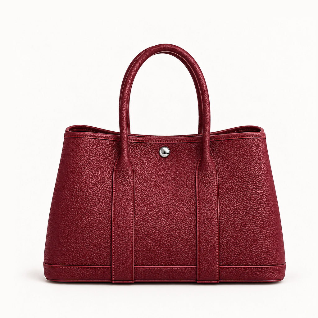 Weekday Tote Medium 30 cm open-top tote in burgundy with silver-tone snap, front view