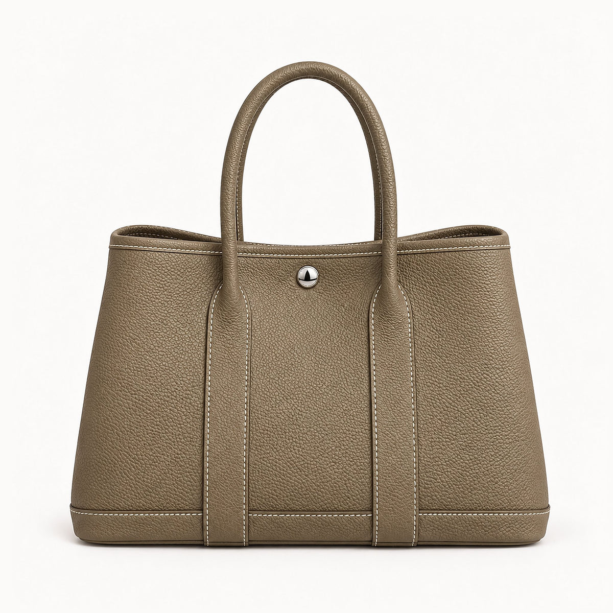 Weekday Tote Medium 30 cm open-top tote in khaki with silver-tone snap, front view