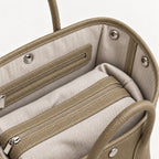 Weekday Tote Medium 30 cm open-top tote in khaki, interior view with canvas lining and zip pocket